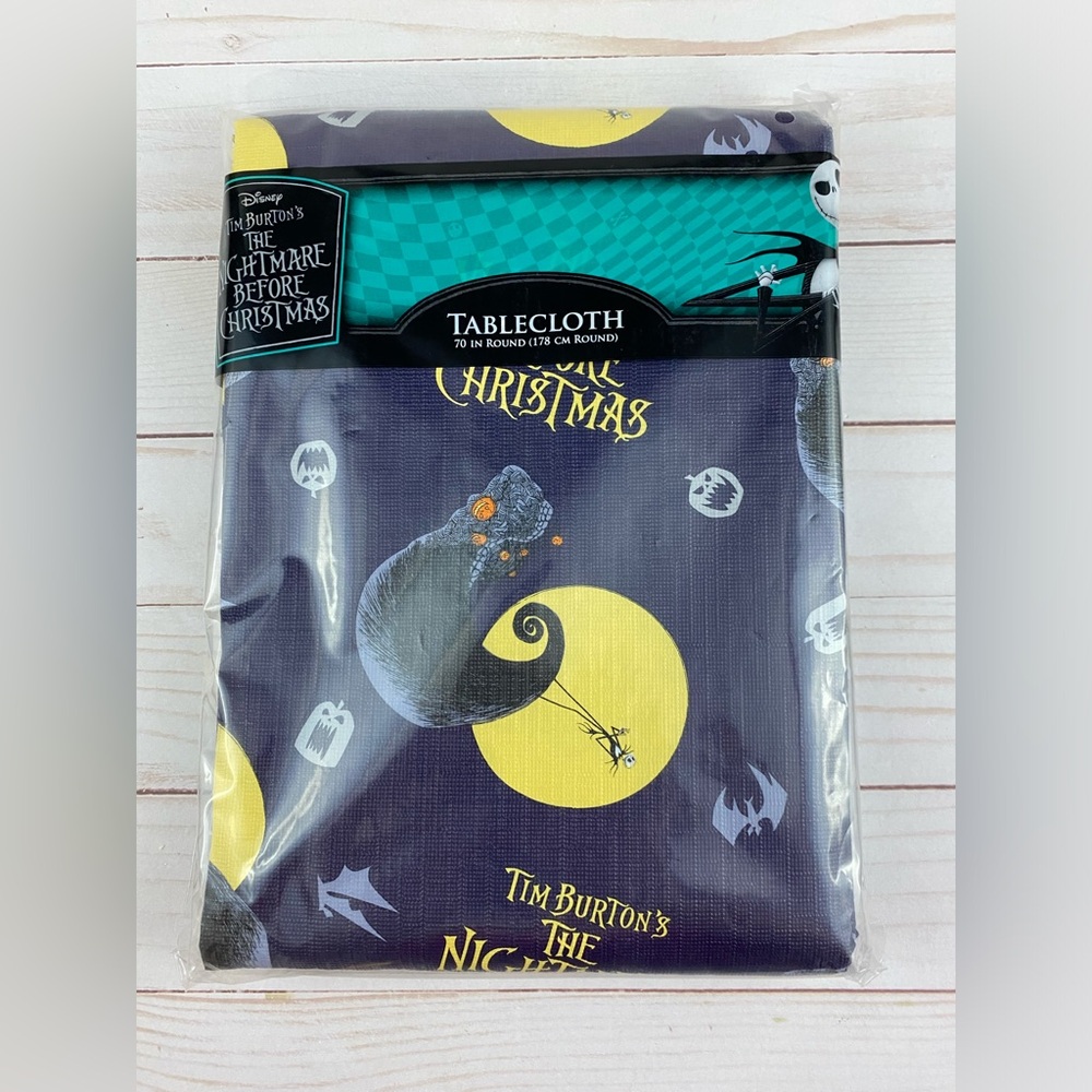 NEW Vinyl Tablecloth The Nightmare Before Christmas 70” Round Jack Disney
